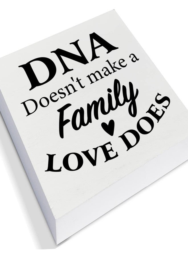 PIXCEOS Step Family Decorative Wooden Box Sign DNA Doesn't Make a Family Love Does Wood Block Plaque Decor Rustic Shelf or Wall Display for Home Living Room Bedroom - Image 2